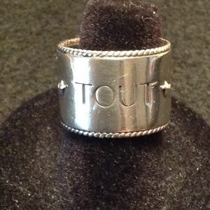 SS Ring - "All or Nothing"  in French - Sz 6.5